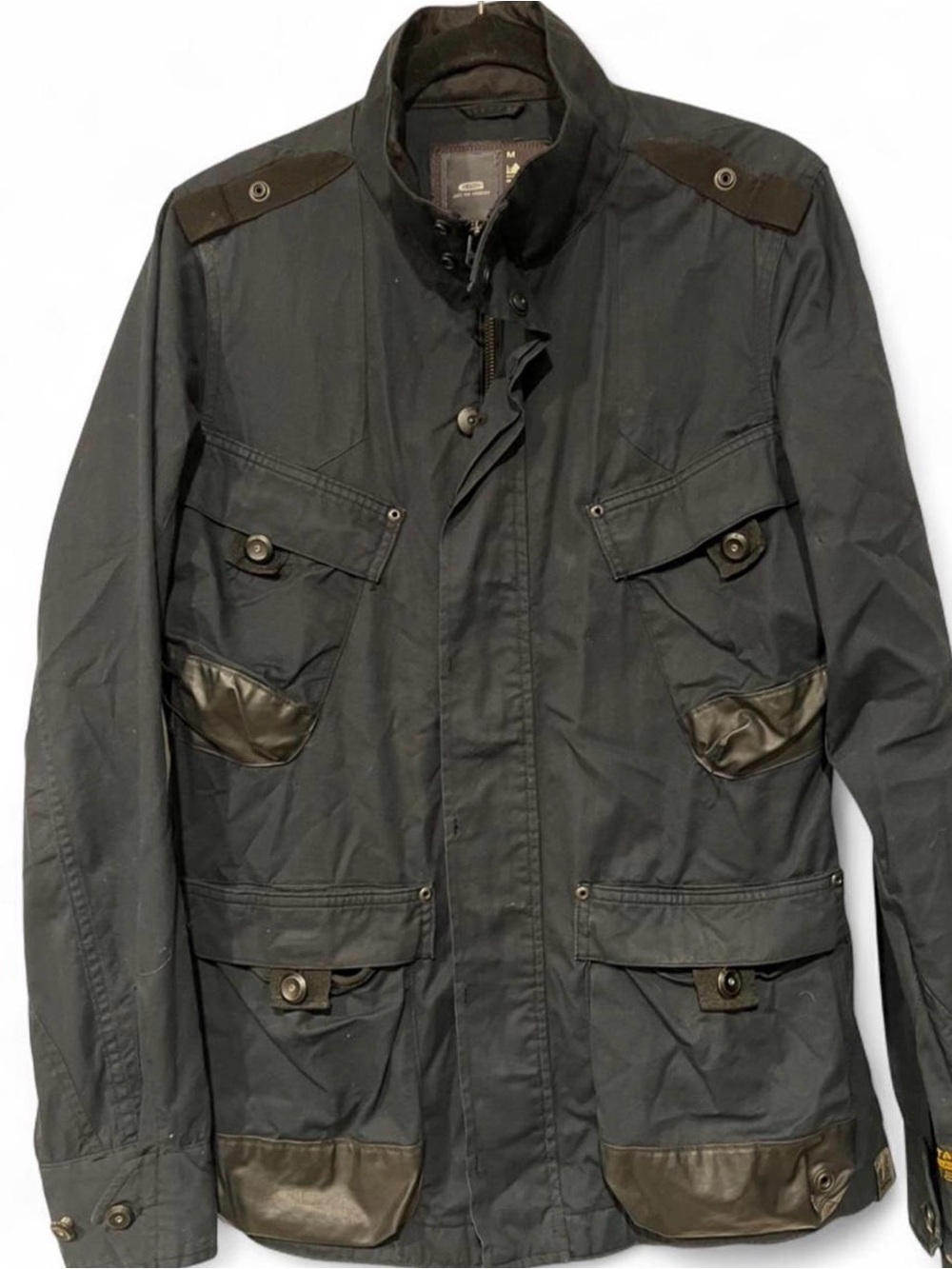 G-Star RAW Navy Multi-Pocket Coated Trim Utility Field Jacket M